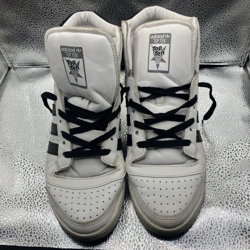 Adidas Top Ten Hi White Black white Mens Sneakers Basketball Shoes Size 8